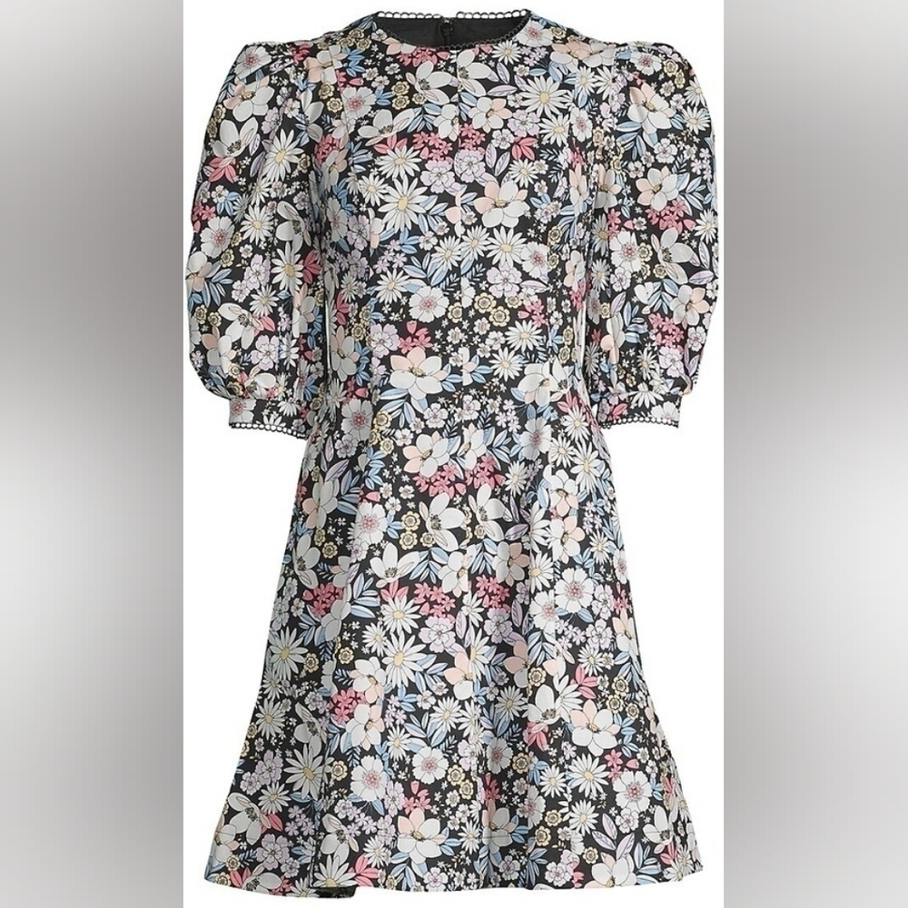 Rachel Parcell Floral Cotton Puff Sleeves Mini Dress Size LG - Picture 2 of 15